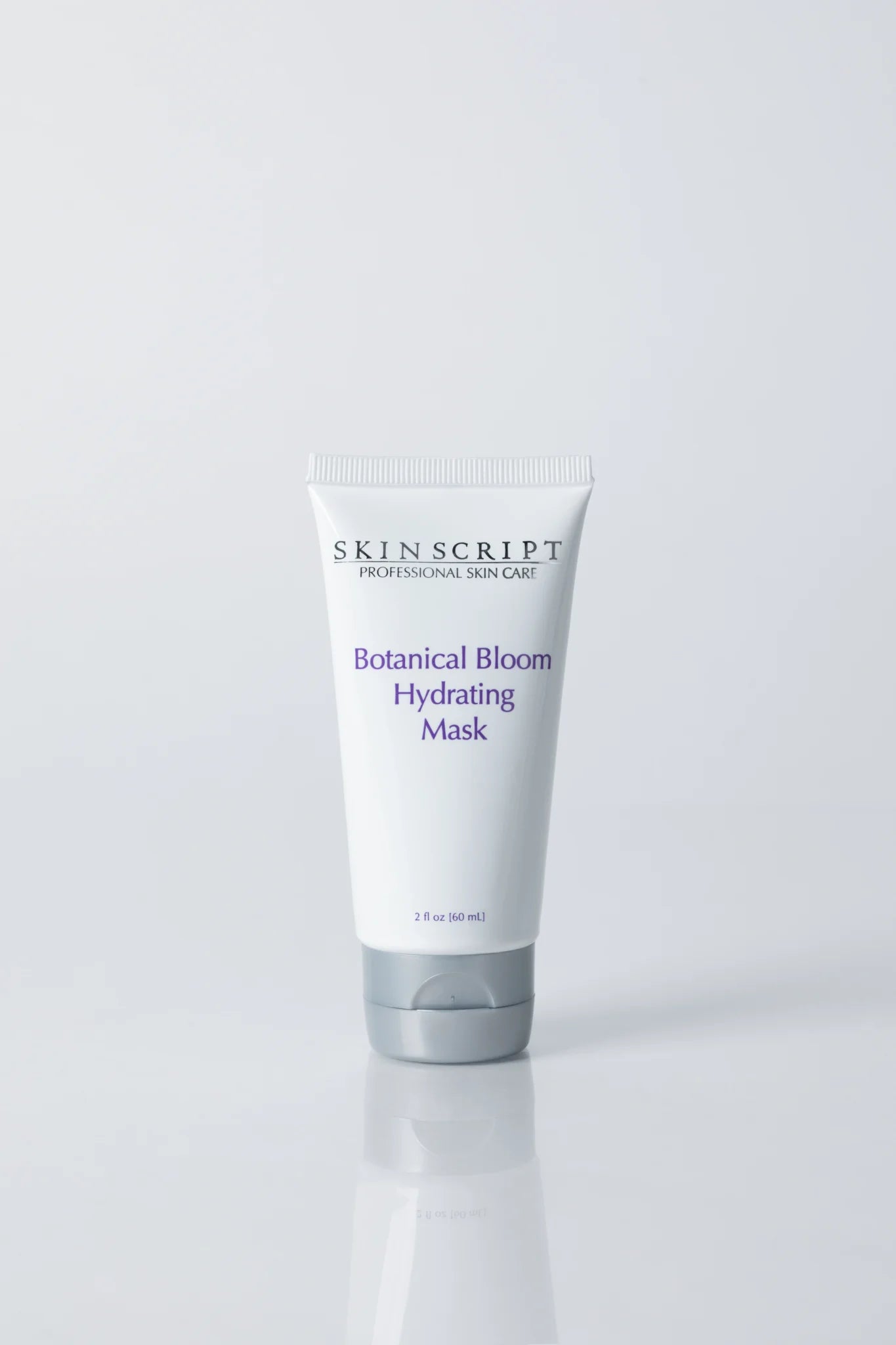 Skincare mask tube labeled 'Botanical Bloom Hydrating Mask' by Skin script on a white background